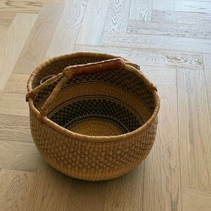 Handcrafted Tan Woven Basket Bag